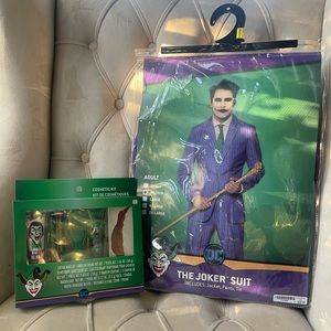 Joker Costume Set: Purple Striped Jacket, Pants & Tie (Adult Size Medium)